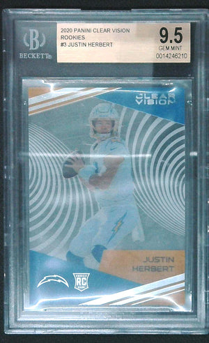 2020 Chronicles Clear Vision Justin Herbert Rookie Card RC #CV-3 BGS 9.5