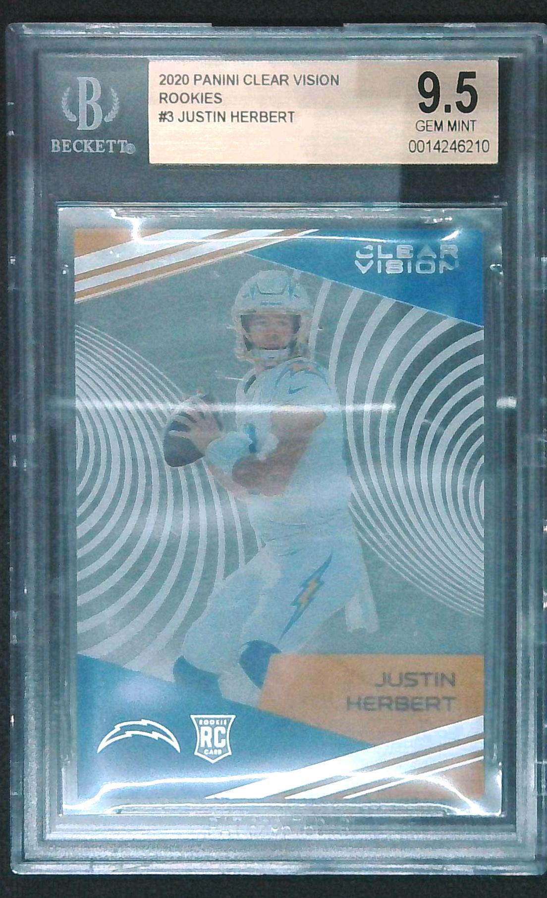 2020 Chronicles Clear Vision Justin Herbert Rookie Card RC #CV-3 BGS 9.5