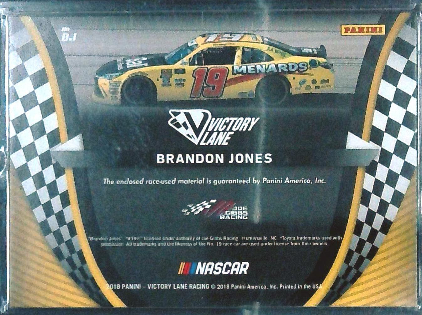2018 Panini Victory Lane Brandon Jones Jumbo Patch Relic 1/1