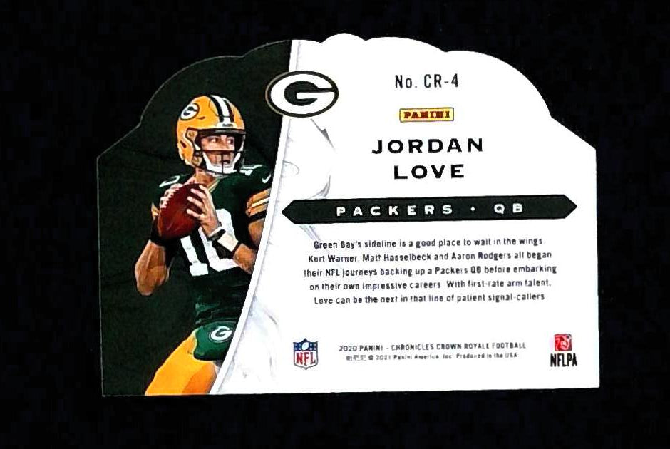 JORDAN LOVE 2020 CHRONICLES CROWN ROYALE ROOKIE DIE-CUT PACKERS RC
