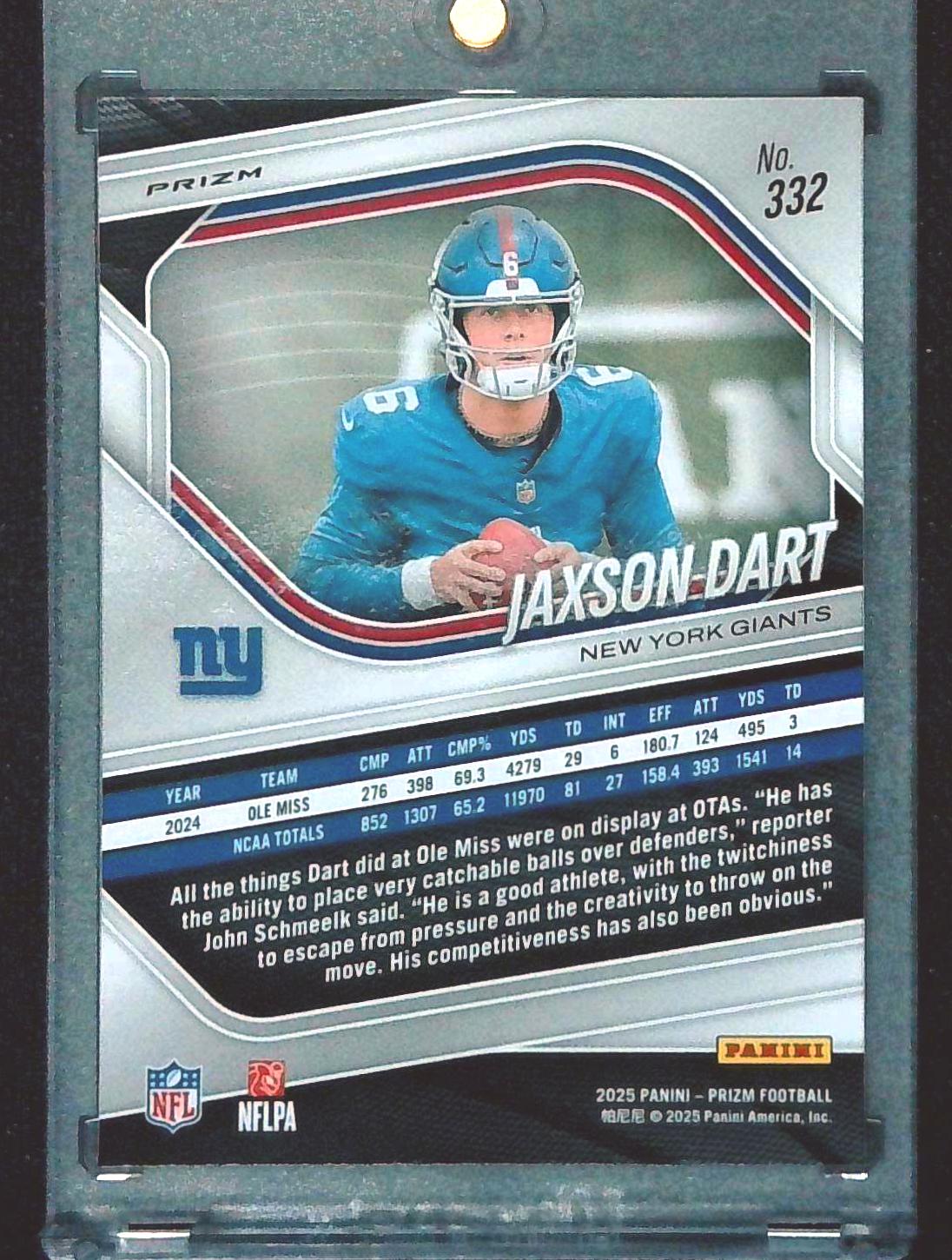 2025 Panini Prizm - Jaxon Dart #332 White Disco (RC) New York Giants