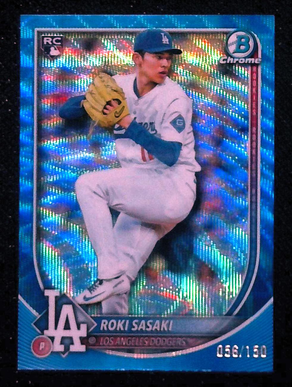 2025 Bowman Chrome Roki Sasaki Blue Wave Rookie Refractor /150 Dodgers
