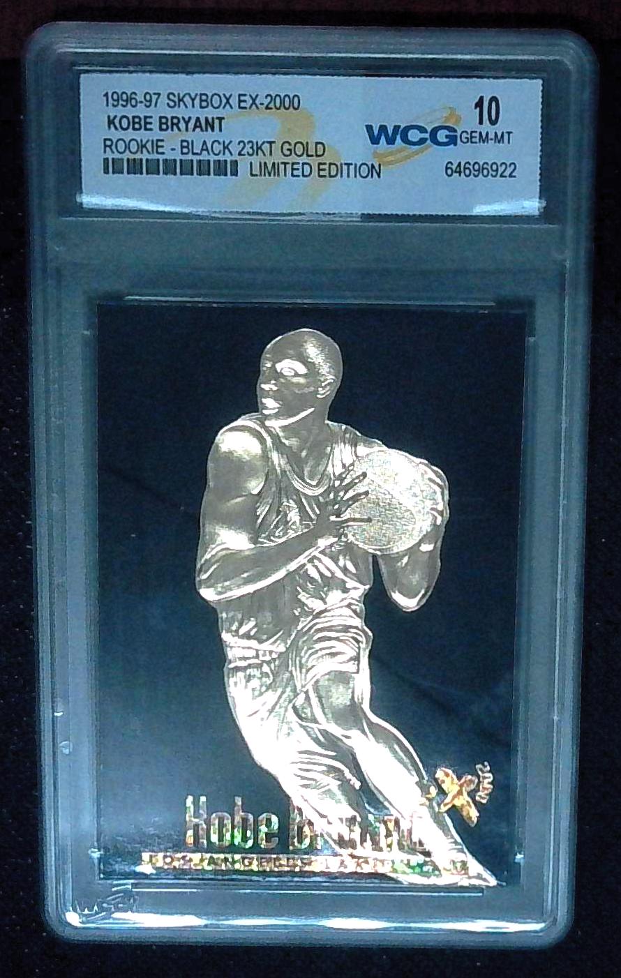 1996-97 Skybox EX 2000 Kobe Bryant Rookie Black 23KT Gold WCG GEM-10