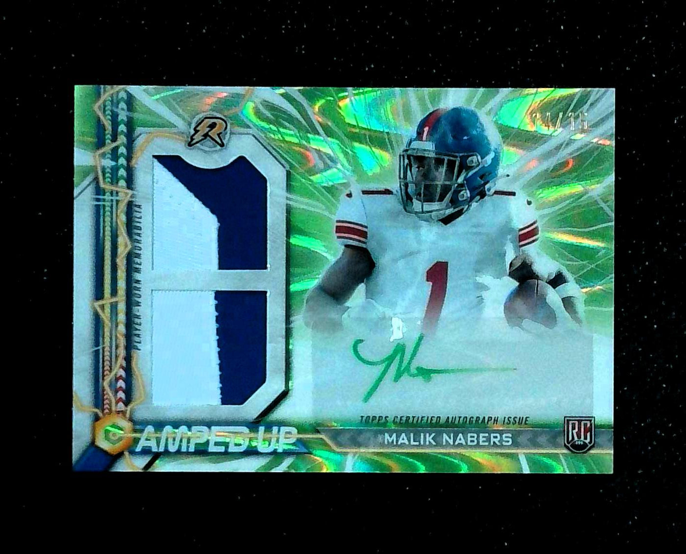2024 Topps Resurgence Malik Nabers RC Patch Auto Lime Green /15 Giants RPA