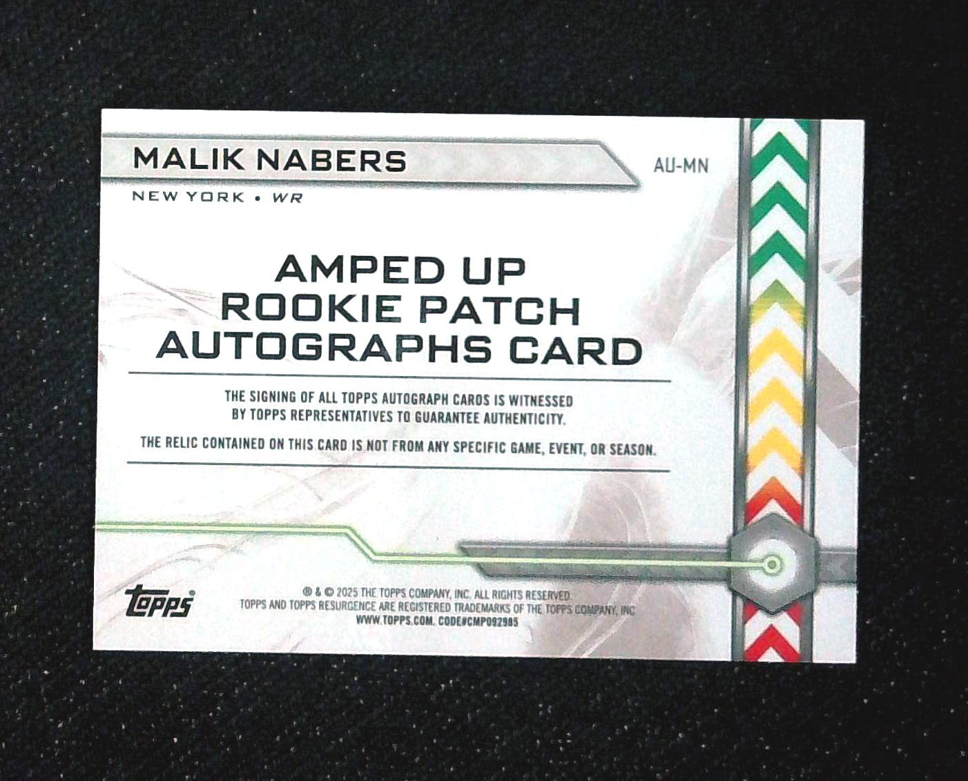 2024 Topps Resurgence Malik Nabers RC Patch Auto Lime Green /15 Giants RPA
