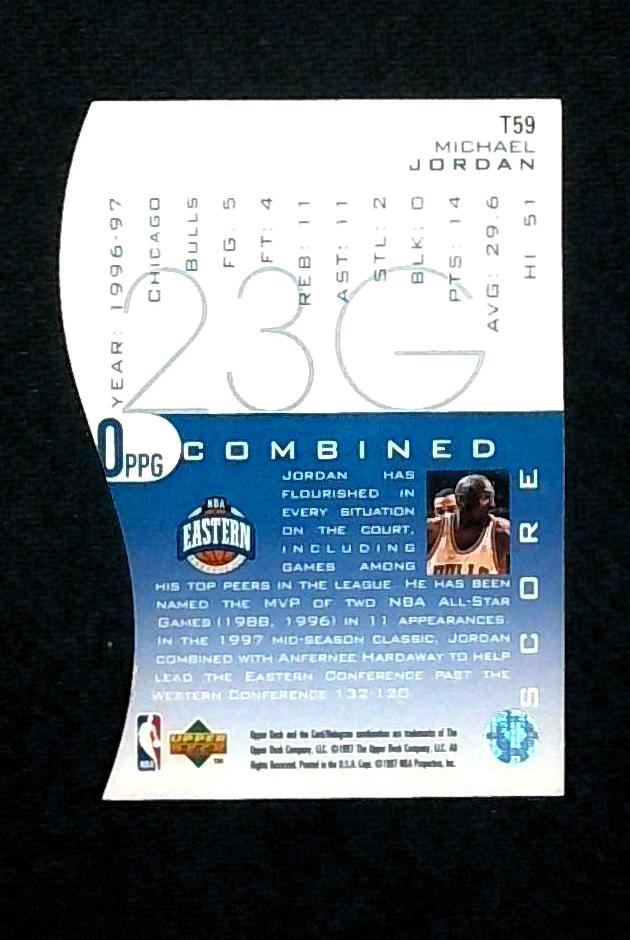 1997 Upper Deck Basketball Card #T59 Michael Jordan NBA All-Star Die Cut