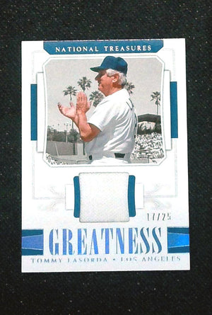 2018 Panini National Treasures Tommy Lasorda G-TL Greatness Patch /25 Dodgers