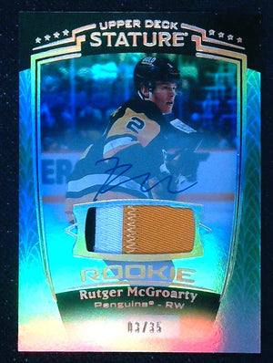 24/25 UD STATURE RUTGER MCGROARTY GREEN RC ROOKIE PATCH AUTO /35 #39