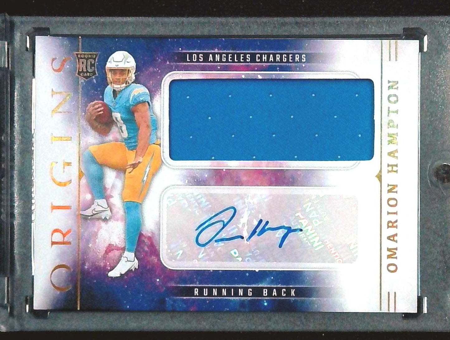 2025 Panini Origins Omarion Hampton RPA Rookie Patch Auto RC Chargers