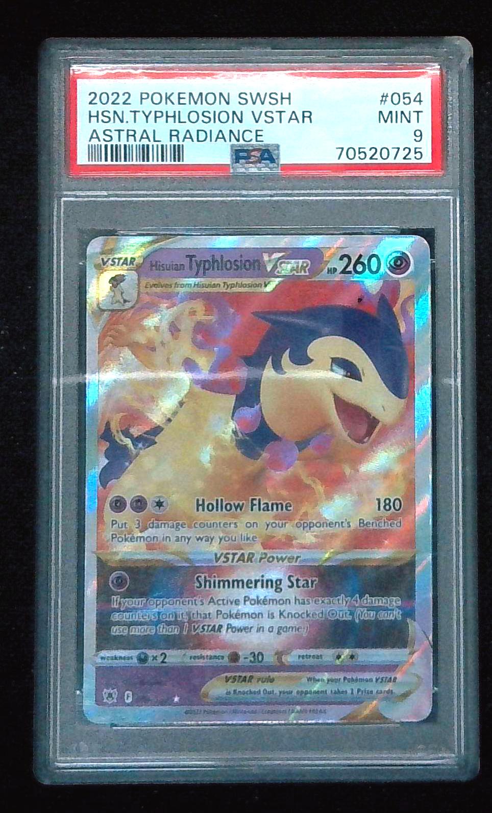 Pokemon TCG Hisuian Typhlosion VSTAR 054/189 Astral Radiance PSA 9
