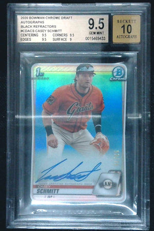 Casey Schmitt 2020 Bowman Draft Chrome 1st Auto Black Refractor /75 BGS 9.5