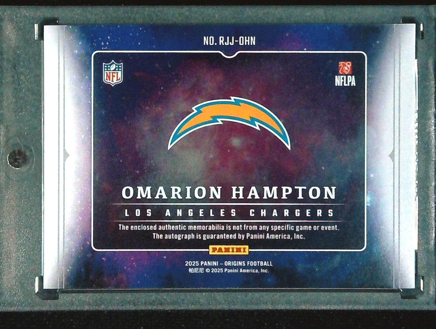 2025 Panini Origins Omarion Hampton RPA Rookie Patch Auto RC Chargers