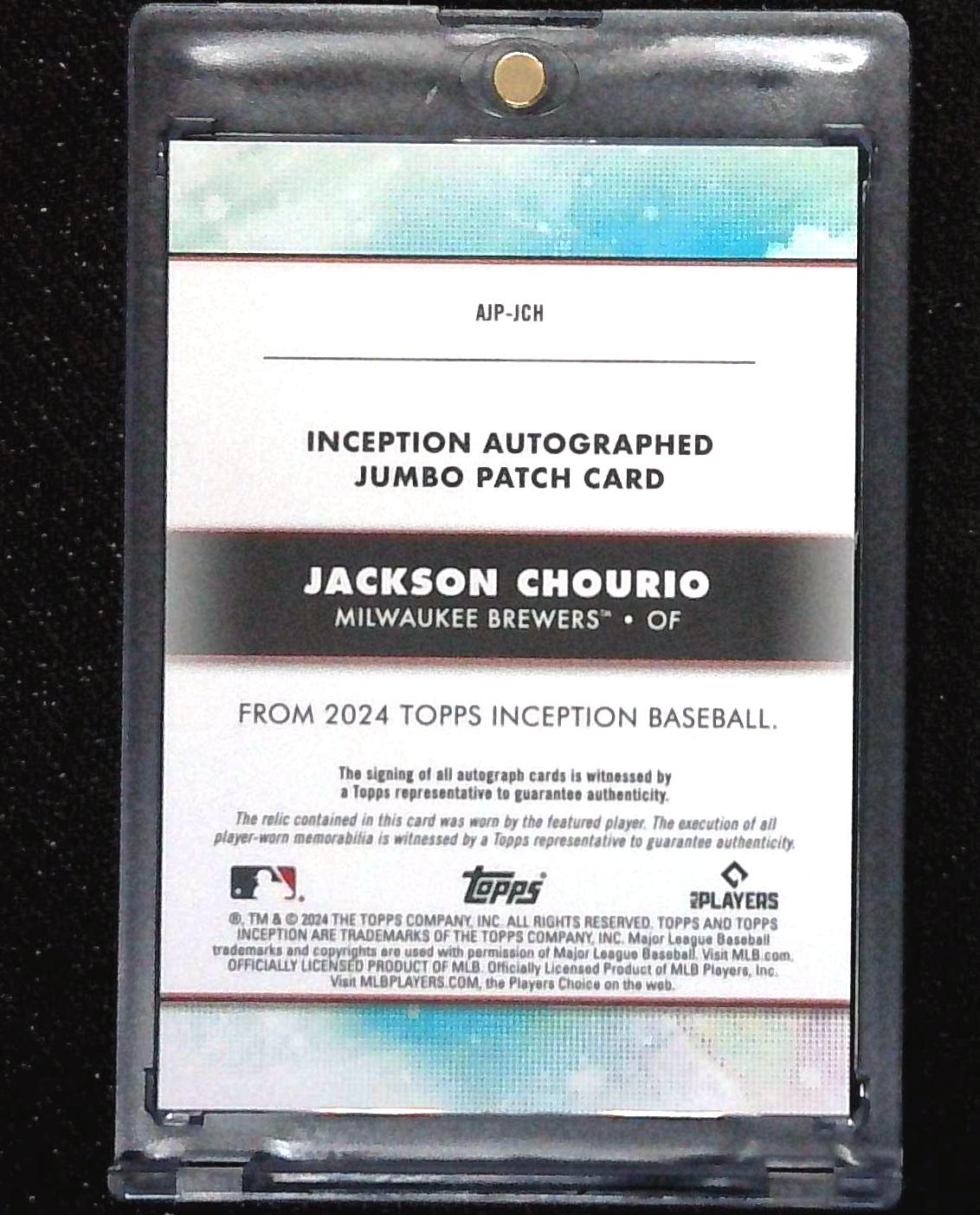 2024 Topps Inception Jackson Chourio RPA /125 Rookie Patch Auto
