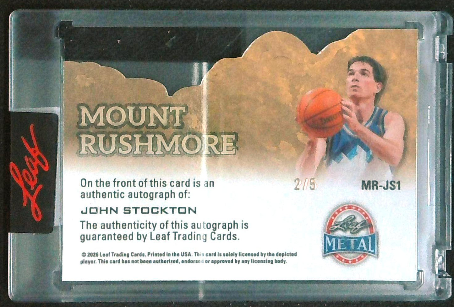2026 Leaf Metal Presidents Day John Stockton Mount Rushmore 2/5 Auto Card
