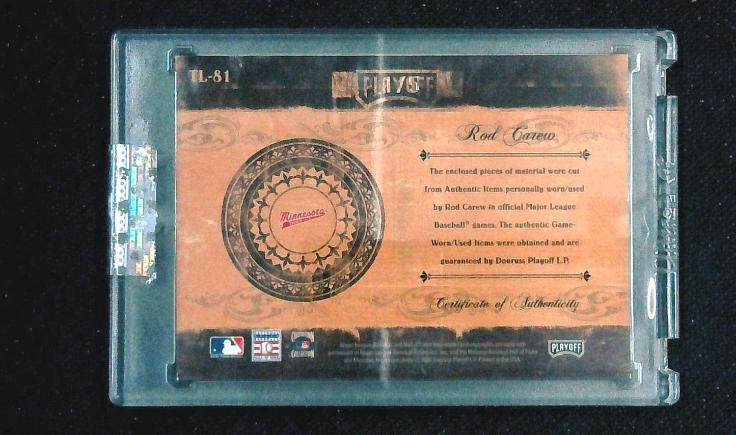 2004 Playoff Prime Cuts II Timeline Material Trio /5 Rod Carew #TL-81 HOF