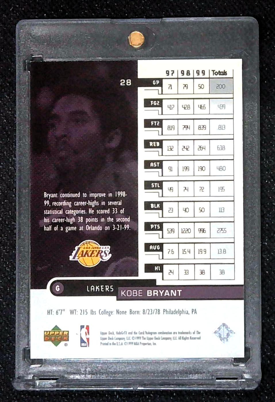 1999-00 Upper Deck HoloGrFX Kobe Bryant #28