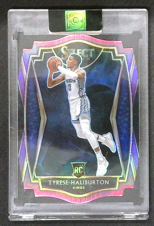 2021 Select Tyrese Haliburton Purple Premier Level Die Cut Rookie /99
