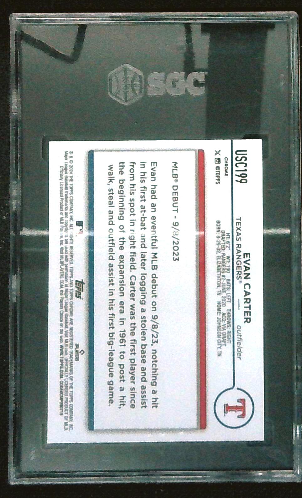 2024 Topps Chrome - Evan Carter #136 Negative Refractor (RC) SGC 9.5