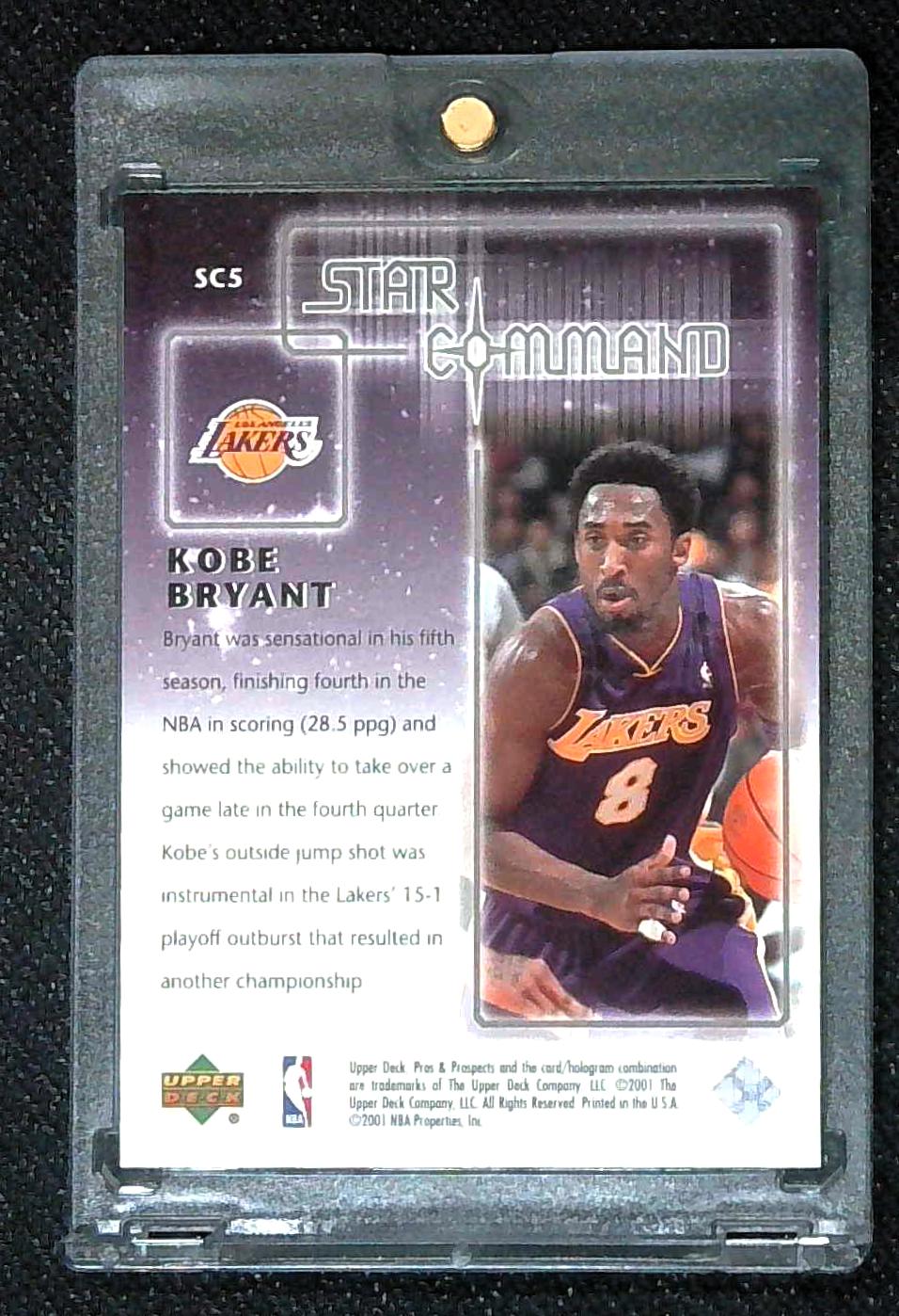 2001 Upper Deck Pros & Prospects Star Command Kobe Bryant #SC5