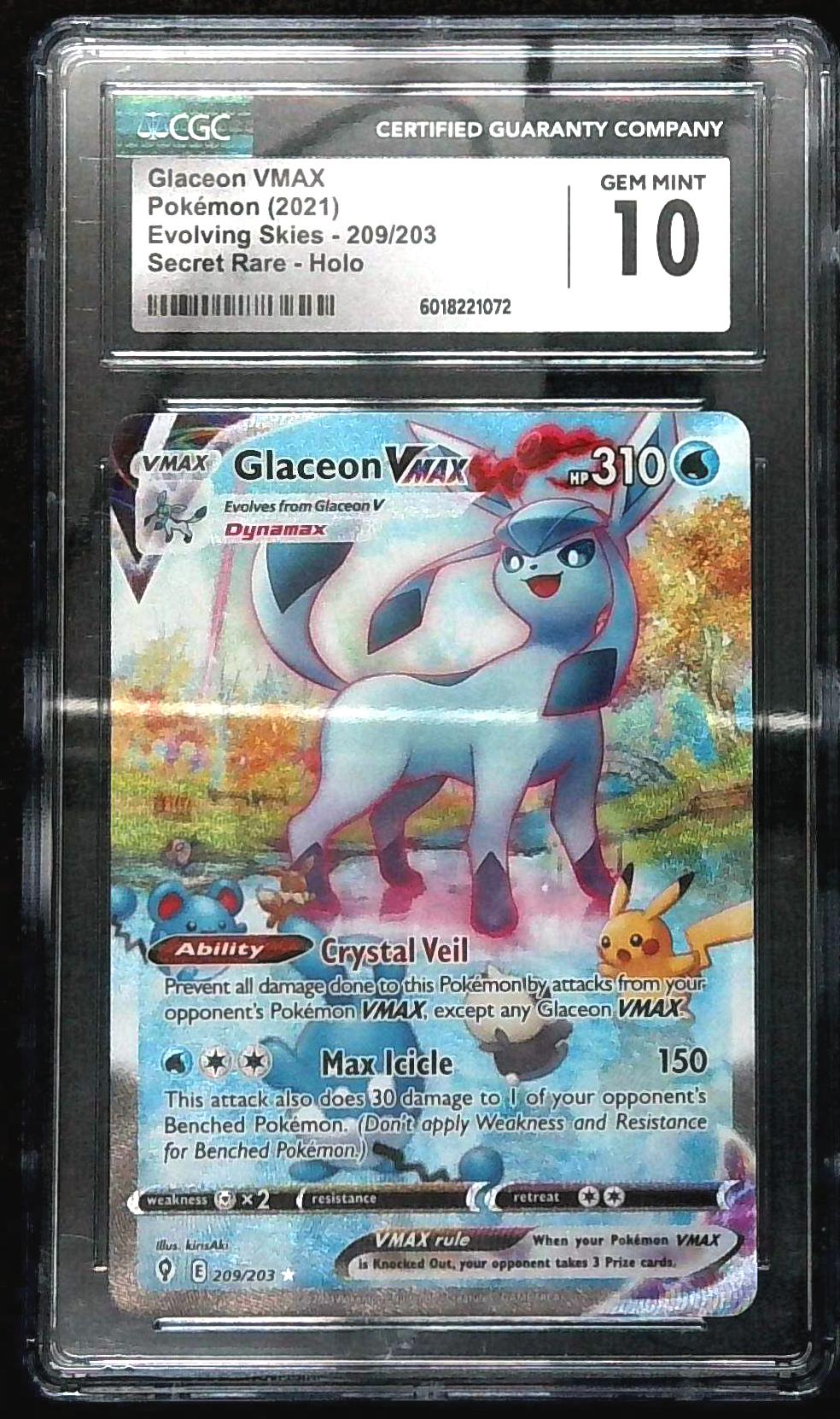 CGC 10 Glaceon VMAX 209/203 Alternate Alt Art Pokémon SWSH Evolving Skies