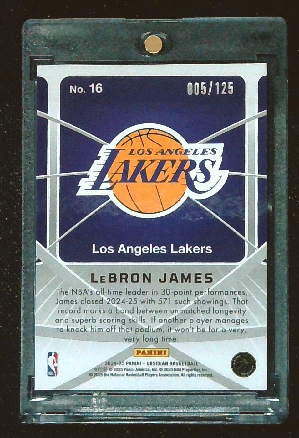 2024-25 Panini Obsidian Atomic Initials Lebron James /125