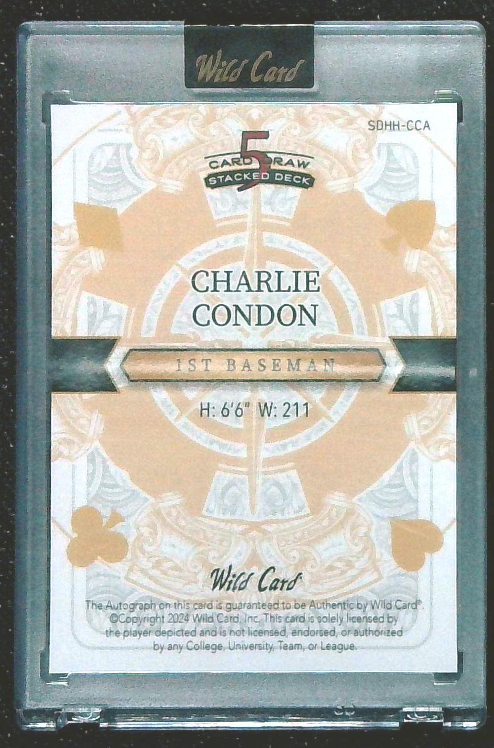 Wild Card 2024 Stacked Deck Charlie Condon Rookie Autograph 1/1