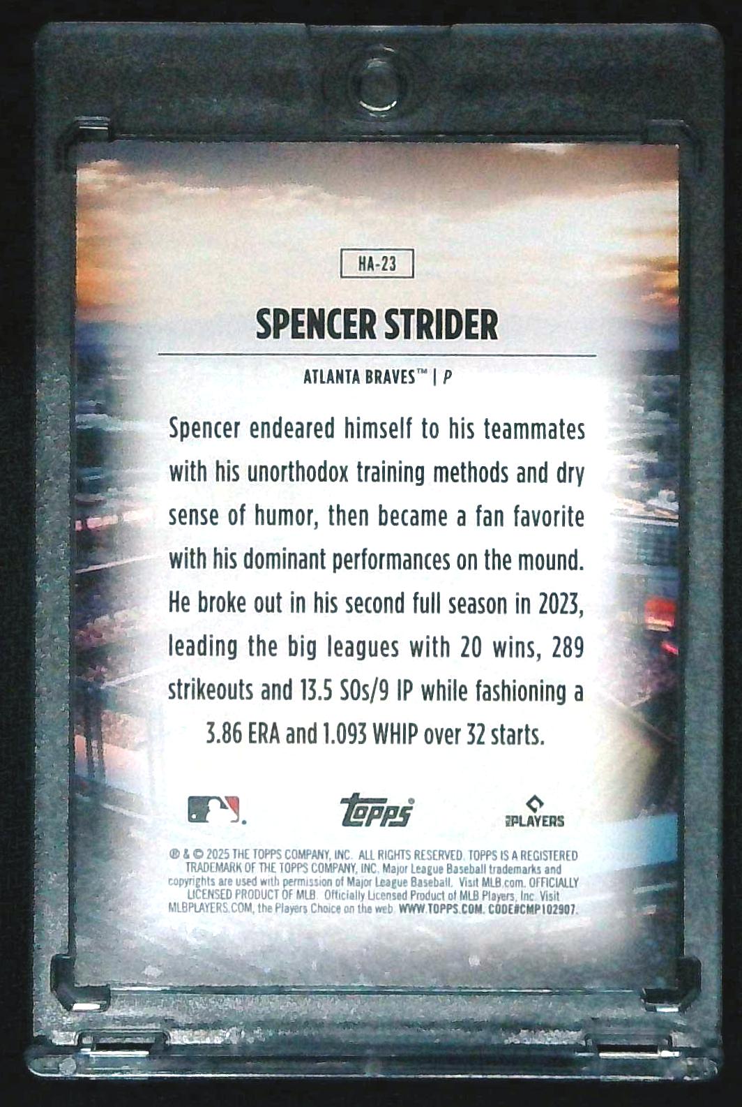 2025 Topps Home Field Advantage Spencer Strider HA-23
