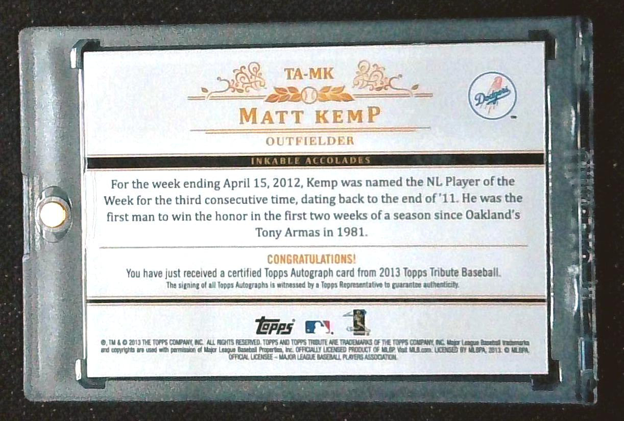 2013 Topps Tribute - Autograph Matt Kemp #TA-MK /35