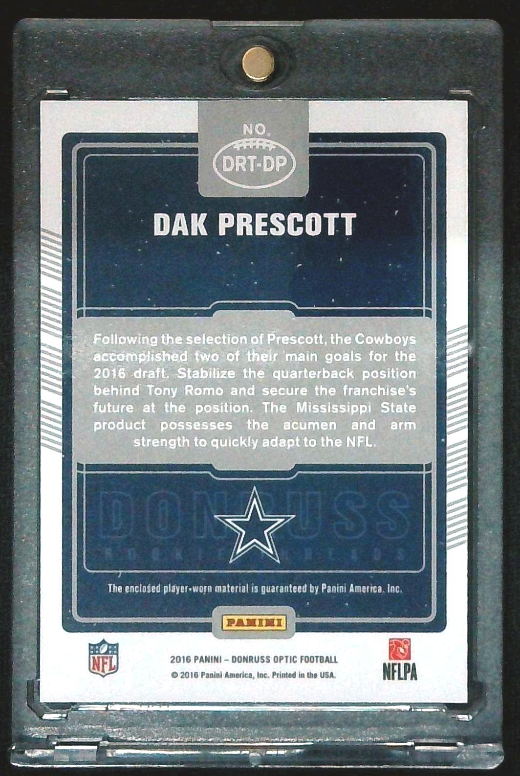2016 Donruss Optic Rookie Threads Dak Prescott Blue Green