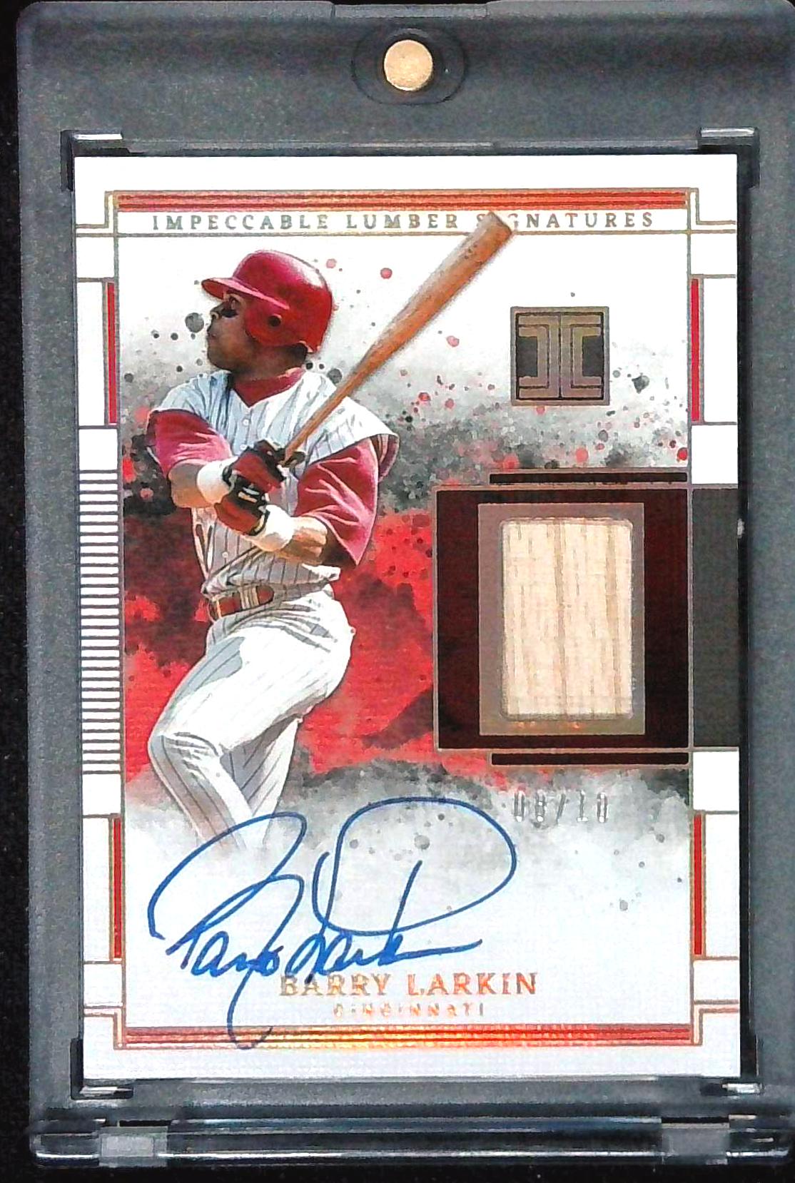 2025 Panini Impeccable Barry Larkin Lumber Signatures Relic Auto Holo Gold /10