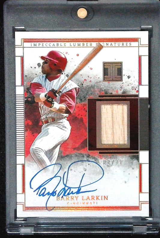 2025 Panini Impeccable Barry Larkin Lumber Signatures Relic Auto Holo Gold /10
