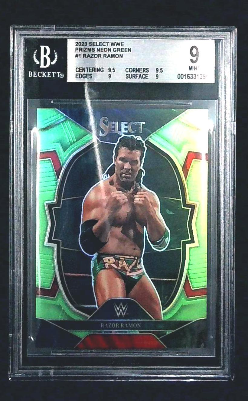 Scott Hall/ Razor Ramon #1 2023 WWE Select Prizm Green #05/75 BGS 9