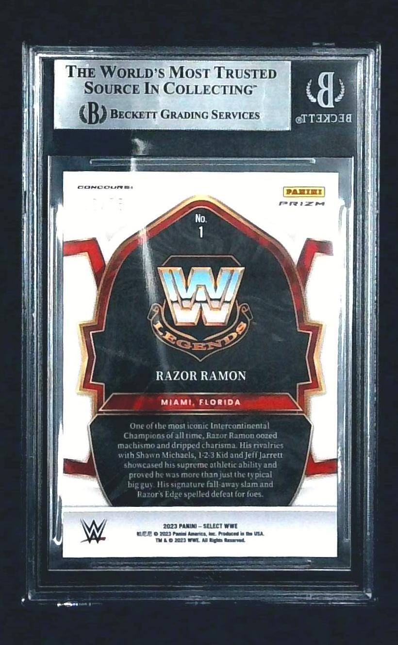 Scott Hall/ Razor Ramon #1 2023 WWE Select Prizm Green #05/75 BGS 9