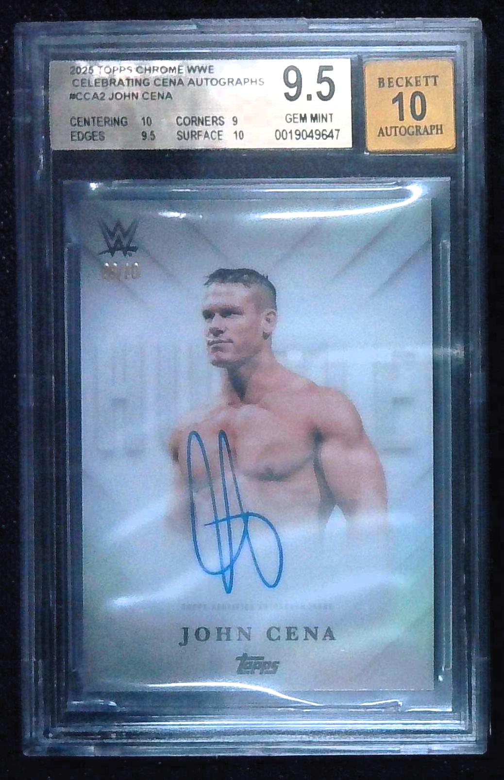 2025 WWE Topps Chrome John Cena Celebrating Cena Auto Black 9/10 BGS 9.5