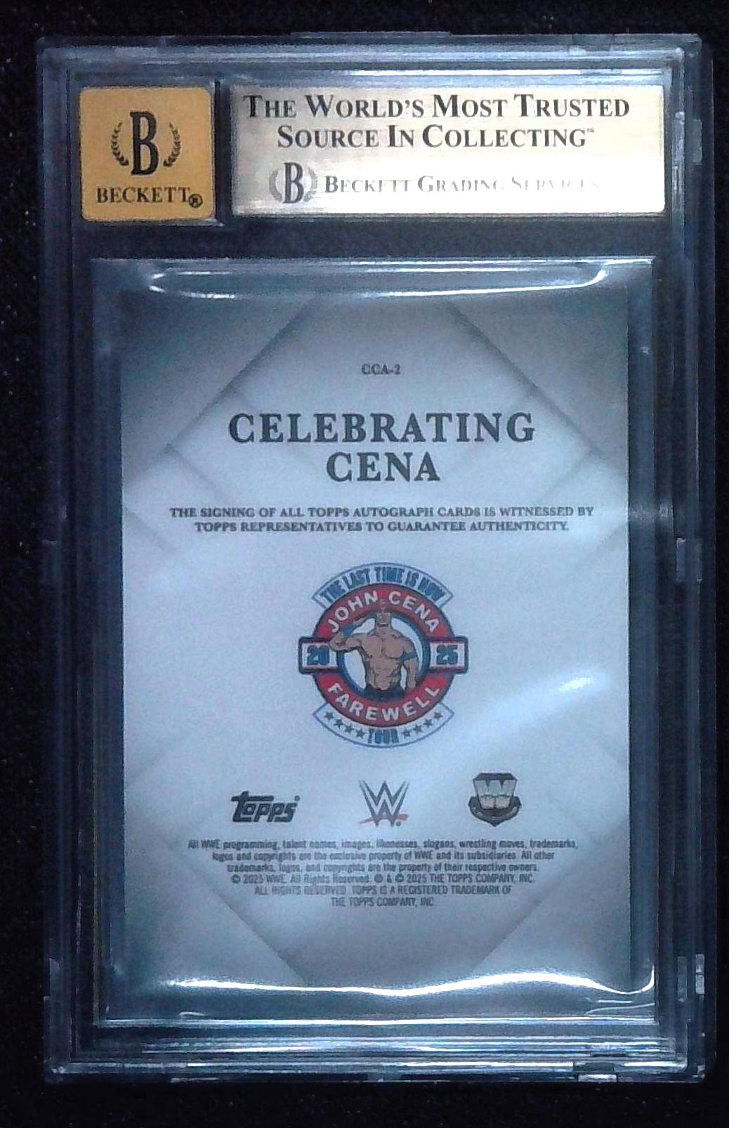 2025 WWE Topps Chrome John Cena Celebrating Cena Auto Black 9/10 BGS 9.5