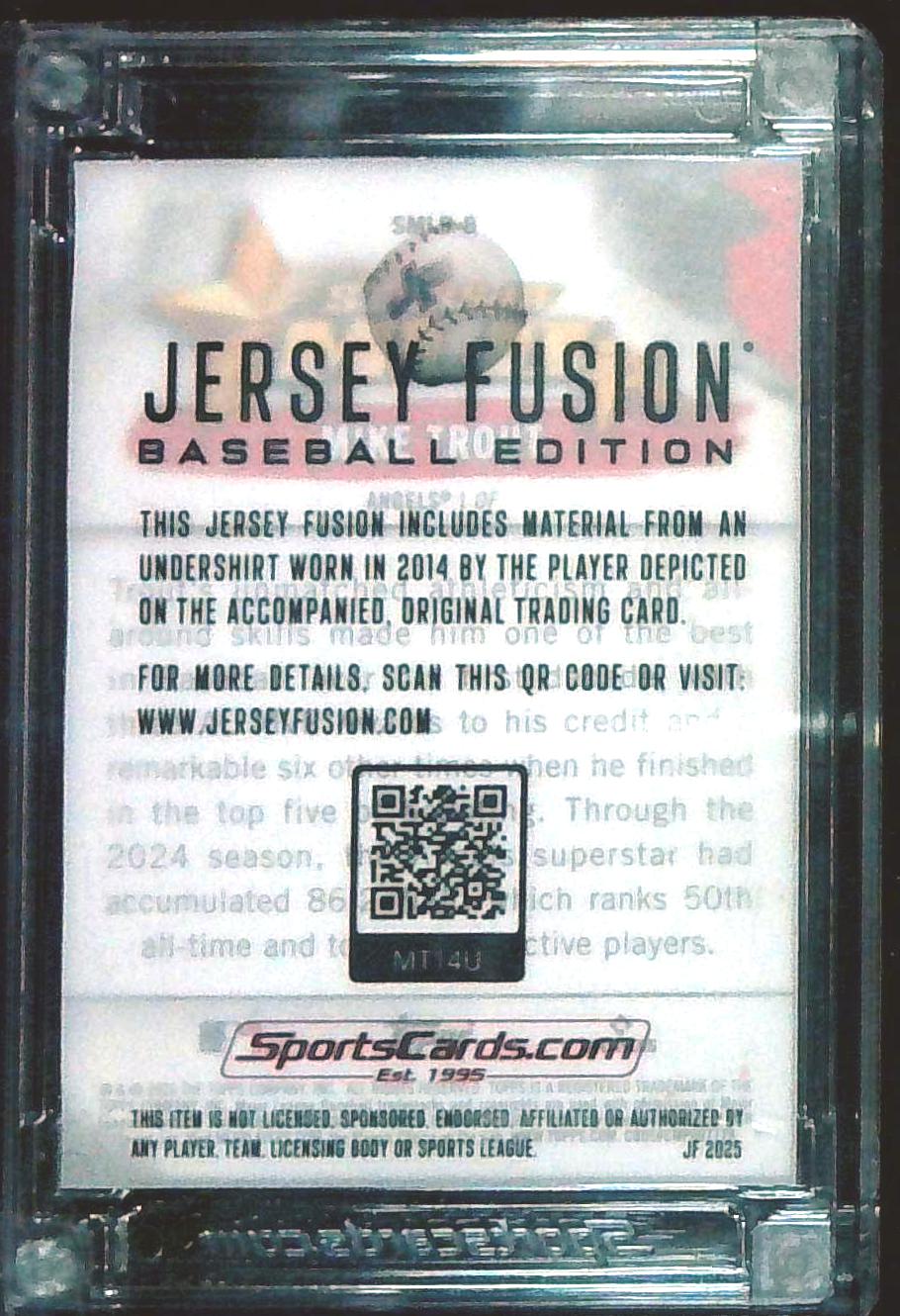2025 Jersey Fusion Mike Trout Triple Game Used Jersey /25 Los Angeles Angels