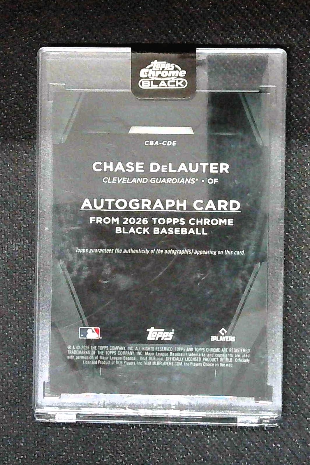CHASE DELAUTER 2026 TOPPS CHROME BLACK ROOKIE AUTO REFRACTOR RC #/99 GUARDIANS