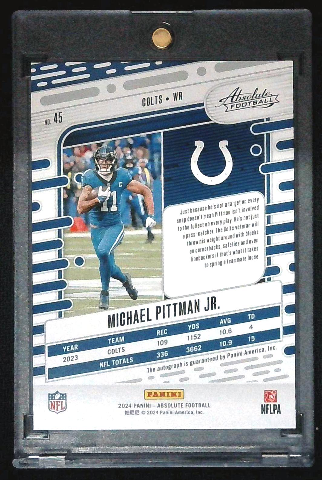 2024 Panini Absolute Michael Pittman Jr. Auto
