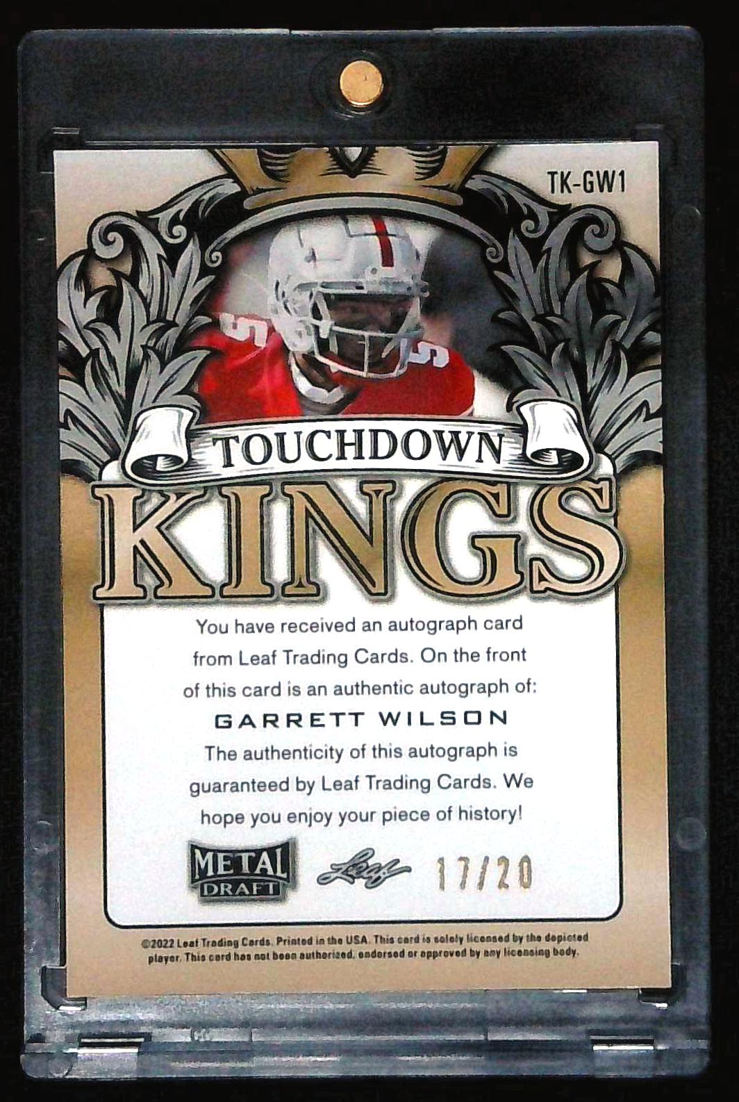 2022 Leaf Metal Draft Touchdown Kings Garrett Wilson Auto /20