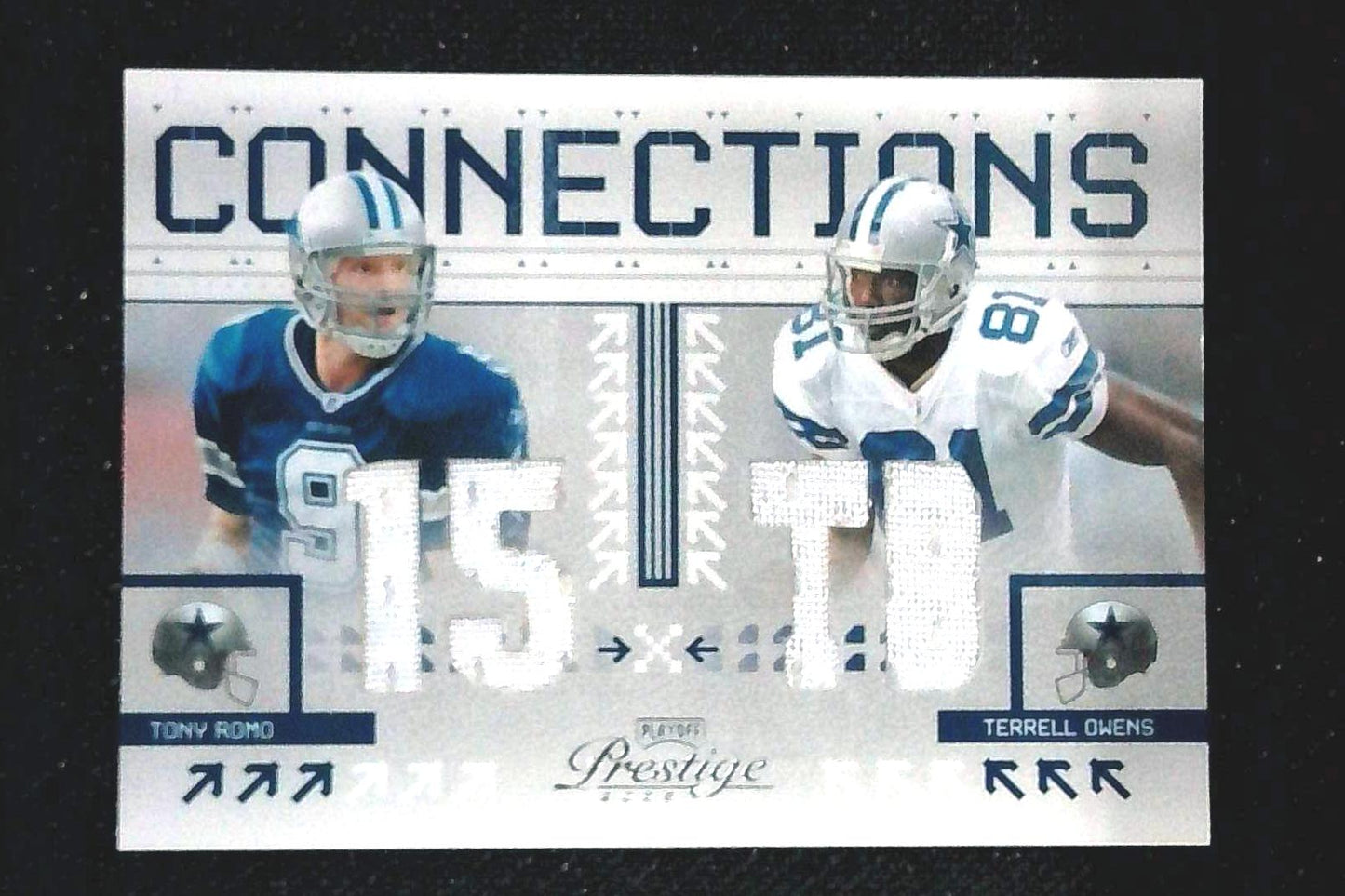 Tony Romo Terrell Owens 2008 Playoff Prestige Connections Materials MEM /250