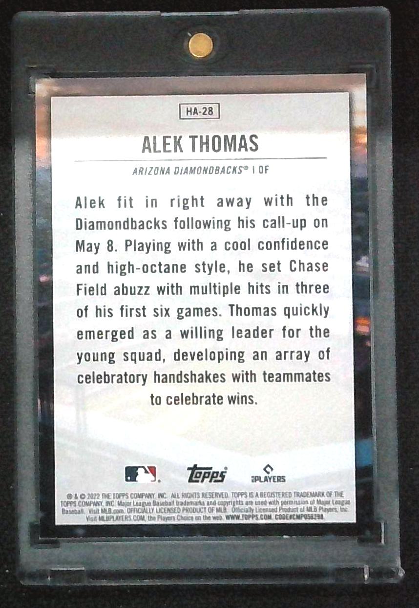 2022 Topps Update Series Alek Thomas #HA-28 Home Field Advantage SSP RC