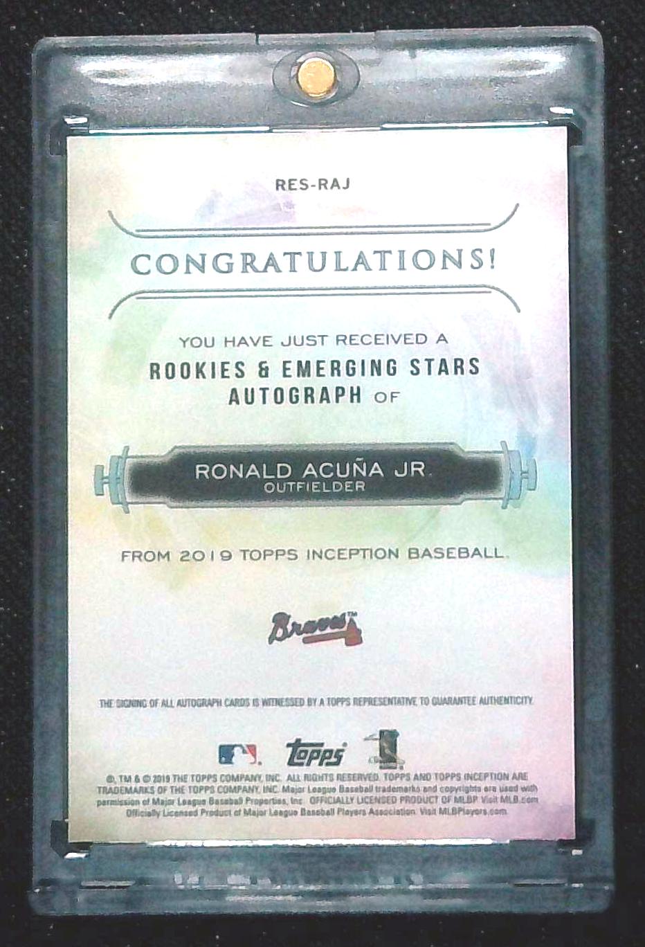 2019 Topps Inception Ronald Acuna Jr. Emerging Stars On Card Auto /75