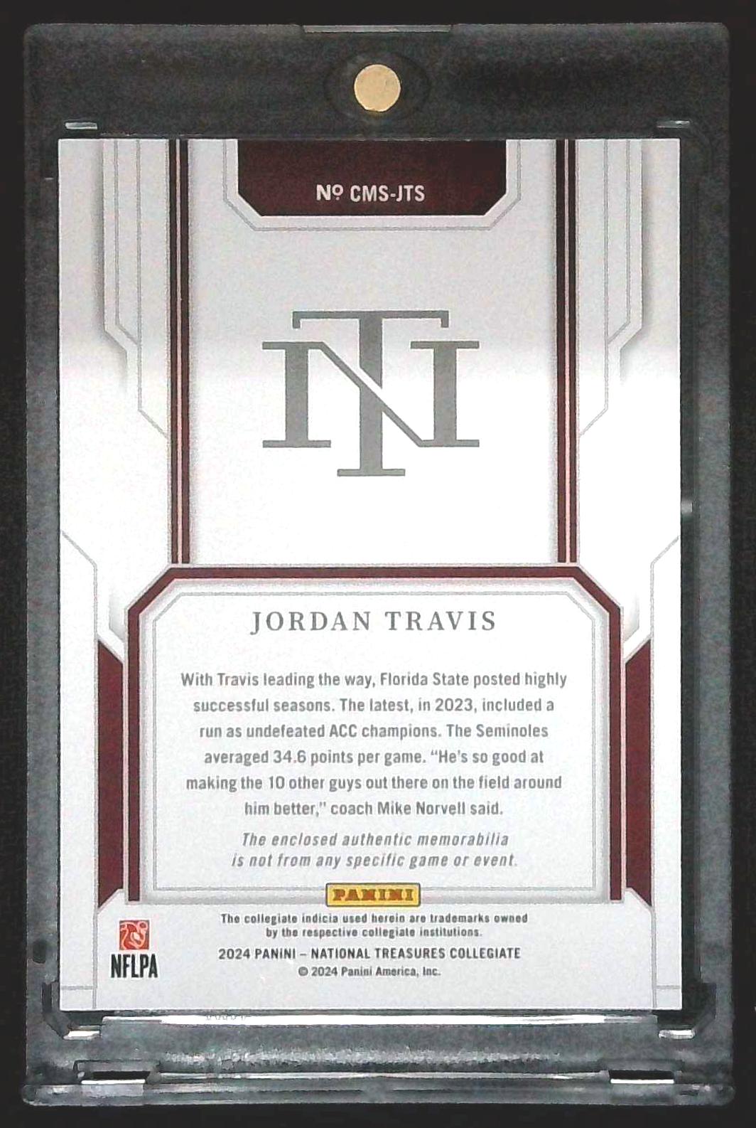 2024 Panini National Treasures Collegiate Rookie Jordan Travis /25
