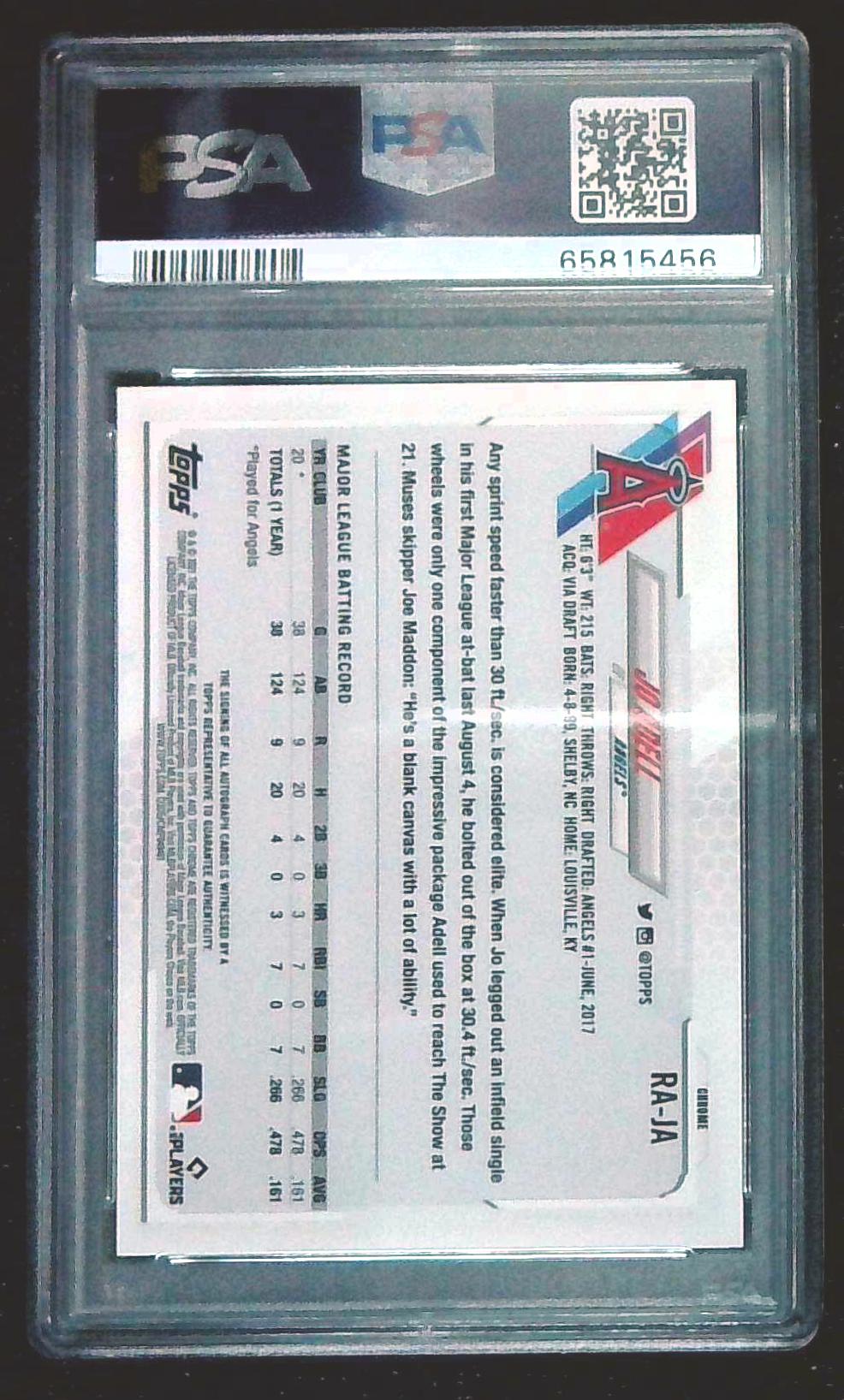 2021 Topps Chrome Update Sapphire Jo Adell Rookie Auto RC PSA 8