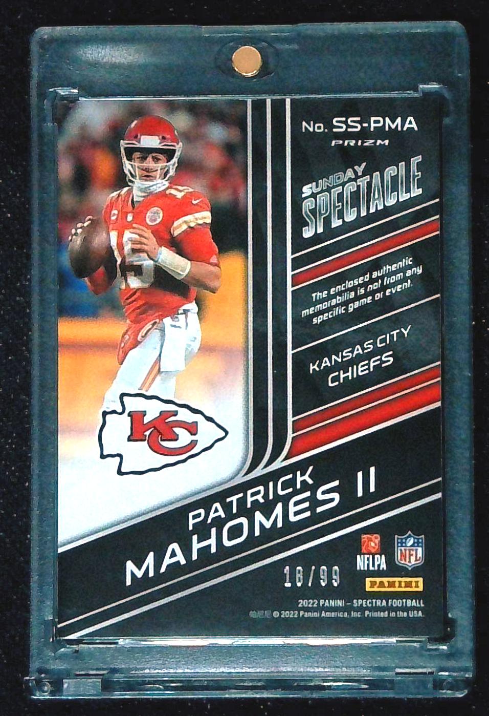 2022 Panini Spectra Sunday Spectacle Patrick Mahomes Jersey Relic /99