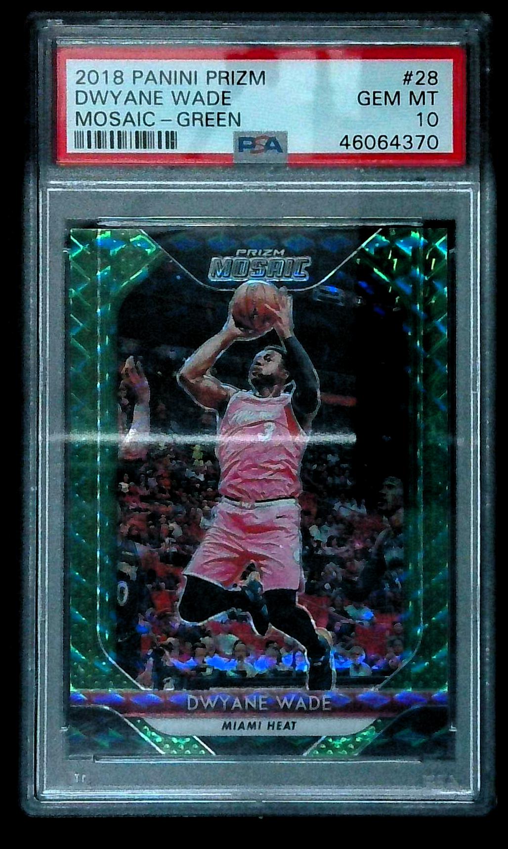 2018 Prizm Mosaic Green Dwyane Wade PSA 10