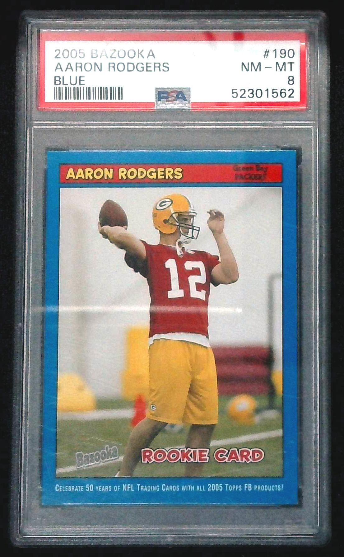 2005 BAZOOKA #190 AARON RODGERS BLUE ROOKIE PSA 8
