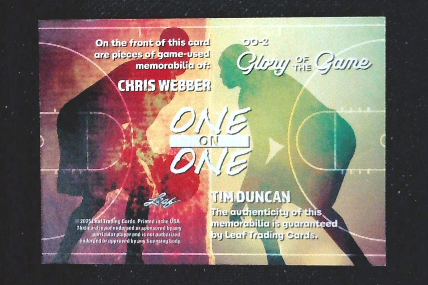Chris Webber Tim Duncan 2025 Leaf Glory of the Game One on One /35