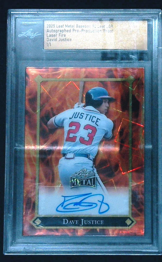 2025 Leaf Metal Baseball David Justice Auto Laser Fire 1/1 Proof Braves
