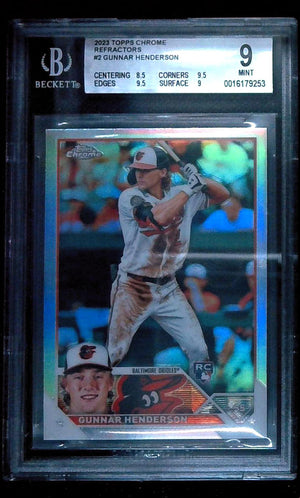 Gunnar Henderson 2023 Topps Chrome Refractor RC BGS 9 Rookie Orioles